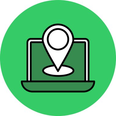 konum simgesi, konum haritası, vektör illüstrasyonlu dizüstü bilgisayar