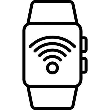 Kablosuz ikonlu akıllı seğirme. Beyaz arkaplanda izole edilmiş web tasarımı için akıllı saat ile kablosuz akıllı twatch