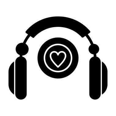 Kulaklık ikonlu kalp. vektör çizimi tasarımı