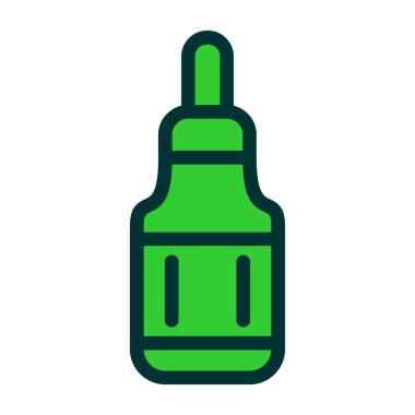 Beyaz arkaplanda izole edilmiş yeşil sıvı simge şişesi