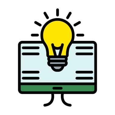 Ampul fikri simgesi renk ana hatları vektörü