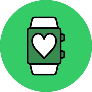 Kalp atış simgesine sahip akıllı twatch, basit ve vektör