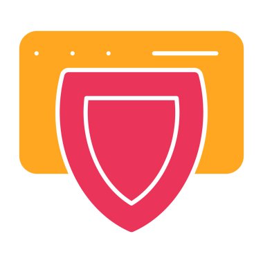 Kalkan düz simgesi, vektör illüstrasyonu.