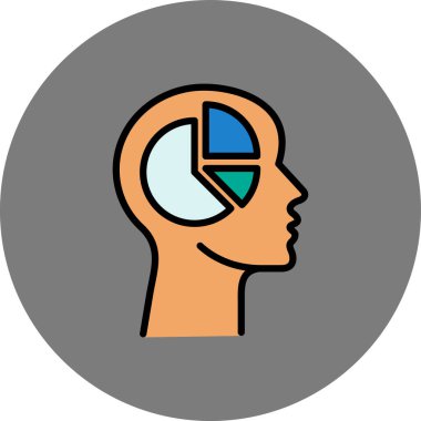 İnsan beyni simgesi renk ana hatları vektörü