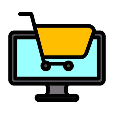 Bilgisayar vektör illüstrasyon tasarımlı alışveriş arabası