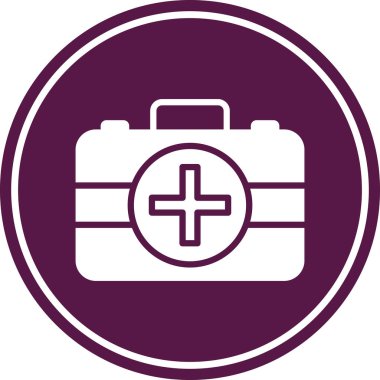 İlk yardım çantası yuvarlanmış vektör simgesi