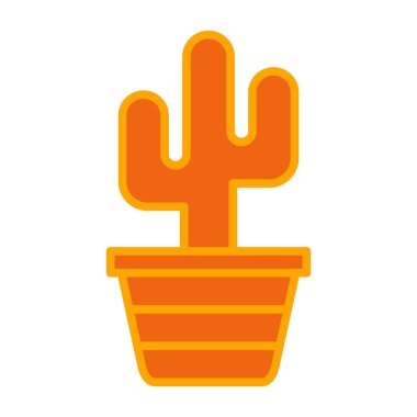 Çöl kaktüsü ikonu. İnce çizgi renk dolgu tasarımı, vektör illüstrasyonu.