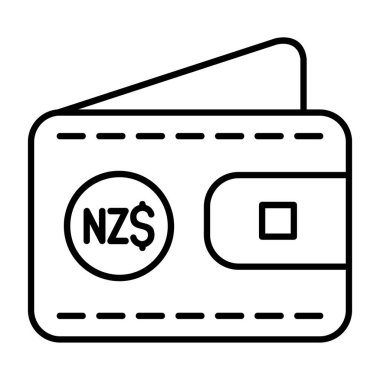 Kredi kartı simgesi, anahat stili ile cüzdan