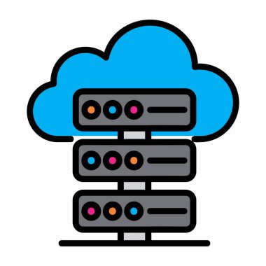 veri bulut hesaplama simgesi doldurulmuş ana hatlar biçiminde