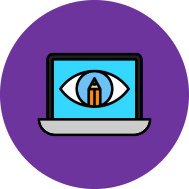 Göz simgesi olan dizüstü bilgisayar. vektör illüstrasyonu.