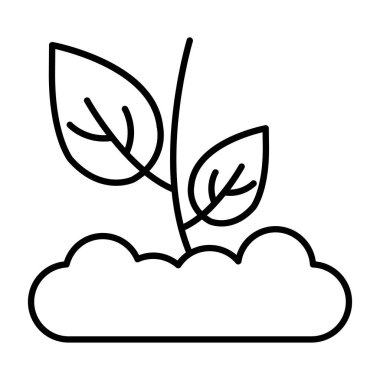 Yaprak çizgisi biçim simgesi tasarımı, doğa bitki bahçesi ve bitki temalı vektör illüstrasyonuna sahip bitki