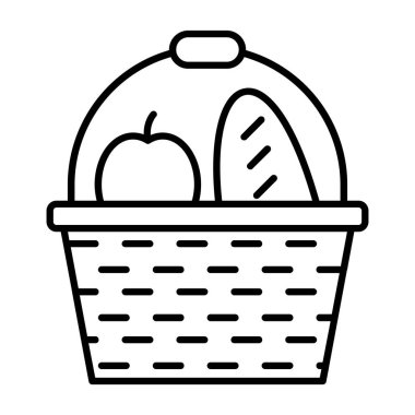 Sepet meyve sepeti süpermarket vektör illüstrasyon tarzı