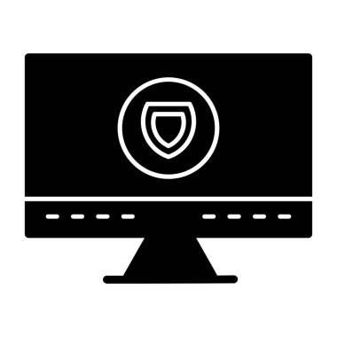 bilgisayar güvenlik kalkanı ikon vektör illüstrasyon tasarımı