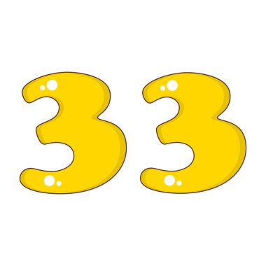 Çizgi film karakteri üç numara beyaz üzerine izole edilmiş.