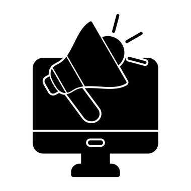 Megafonla siluet ve hoparlör ikonu, düz stil