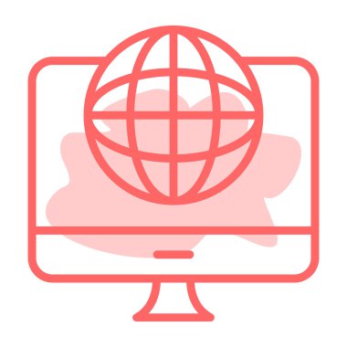 Küre, vektör simgesi ile bilgisayar monitörü