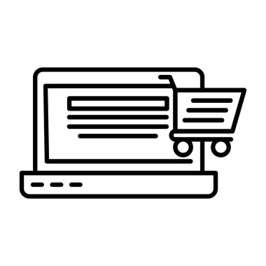 Online alışveriş satır simge vektör çizim