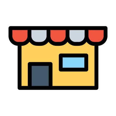 dükkan simgesi. taslak alışveriş mağazası vektör rengi düz izole