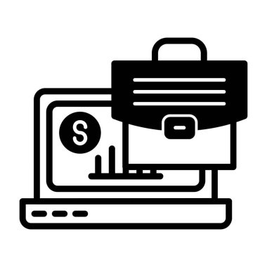 Laptop simgesi ile çevrimiçi alışveriş, basit biçim