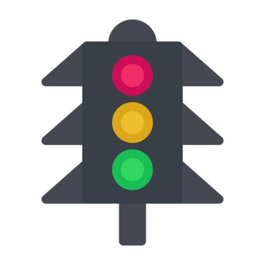 Trafik ışıkları vektör simgesi, düz vektör illüstrasyonu