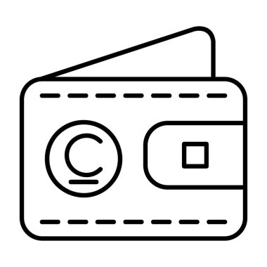 Para cüzdanı taslak vektörü. Para cüzdanı. cüzdan