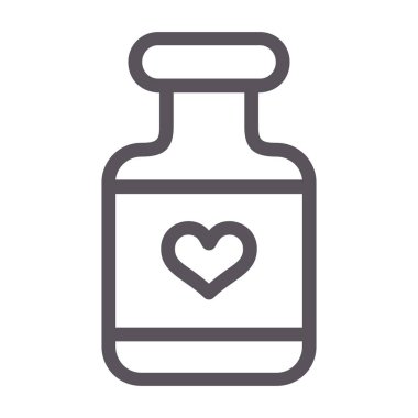 şişe simgesi, çizgi ve tarz tasarımı olan kalp