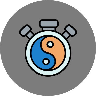 Çizgi film ve renkli yuvarlak simgenin vektör çizimi