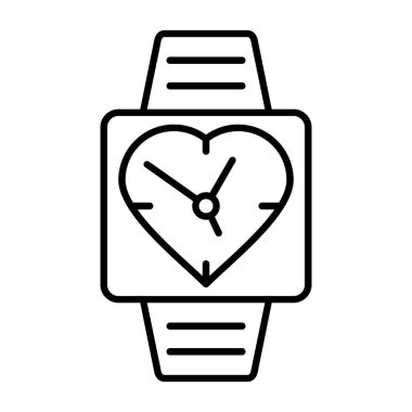 kalp saati ikon vektör çizimi tasarımı