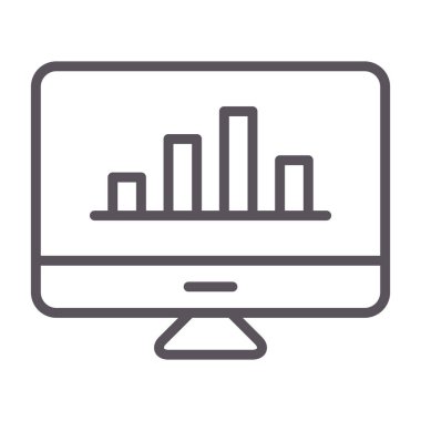 bilgisayar vektörü ince çizgi simgesi,