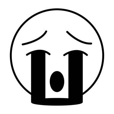 Ağlayan emoji simgesi ana hatlarıyla simgesi