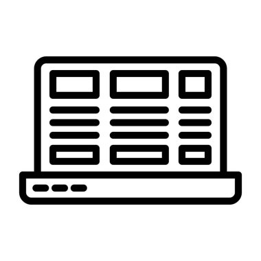 Şeffaf bir arkaplanda sunucu vektör çizimi. Birinci kalite semboller. Konsept ve grafik tasarım için ince çizgi simgesi.