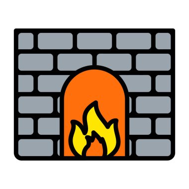 şömine simgesi vektör illüstrasyonu