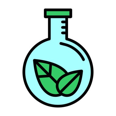 Bitki vektör illüstrasyon tasarımlı yaprak şişesi