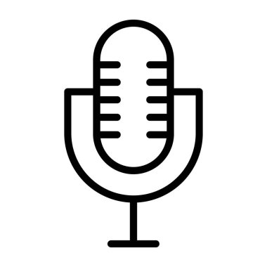 mikrofon ikon vektörü. İnce çizgi işareti. İzole edilmiş kontür sembolü gösterimi