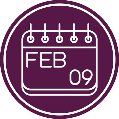 Takvim simgesi. Vektör biçimi düz tasarım, menekşe rengi, yuvarlak açılar, beyaz arkaplan