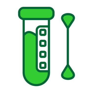 Yeşil yaprak ikonlu test tüpü. vektör illüstrasyonu