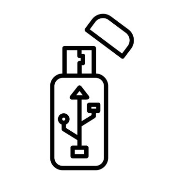USB flash disk simgesi. Beyaz arkaplanda izole edilmiş web tasarımı için usb flash disk vektör simgesi