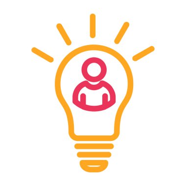 İnsan kafası ikon vektör illüstrasyon tasarımlı bir ampul