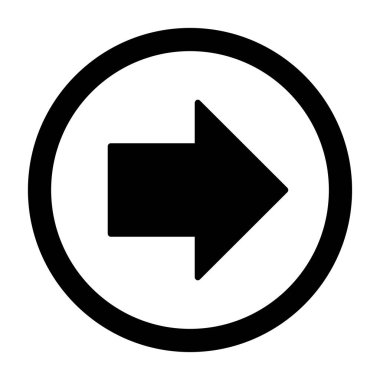 Beyaz arkaplanda izole edilmiş sağ ok simgesi, vektör illüstrasyonu