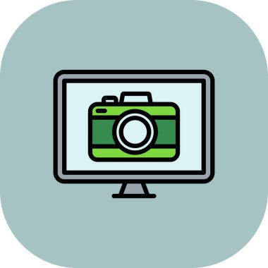 kamera vektörü düz renk simgesi