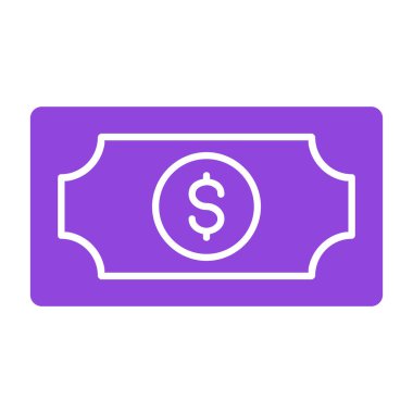 Doları Bill simge vektör web ve mobil uygulaması tasarımı, dolarlık banknot logo kavramı üzerinde izole beyaz arka plan