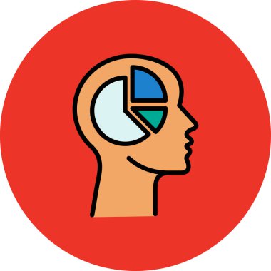 Beyin ikonu olan insan kafası. İnsan beyni ve beyin vektör simgesi rengi düz izole