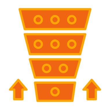 Madeni para yığını vektör simgesi. biçim düz sembol, turuncu renk, yuvarlak açılar, beyaz arkaplan