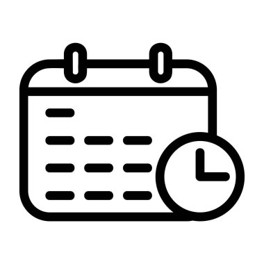 Saat çizgisi simgesi çizimi olan takvim