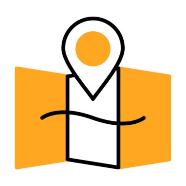 Harita ikonu olan bir iş adamı. Düz renk tasarımı. vektör illüstrasyonu.