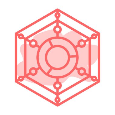 Altıgenlerin kırmızı ve beyaz ikonunun vektör çizimi