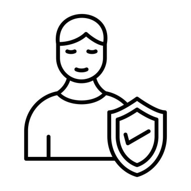 Kalkan vektör simgesi tasarımı olan adam