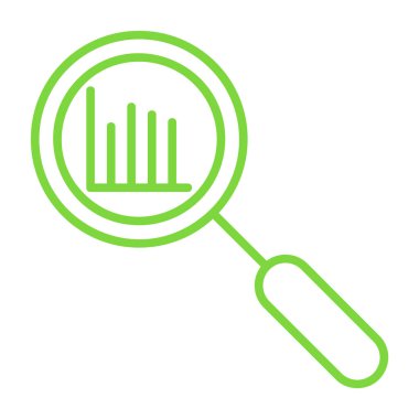 Yeşil çizgi simgesine sahip büyüteç, büyütme cam arama kavramı, beyaz arkaplanda arama işareti, vektör illüstrasyonu