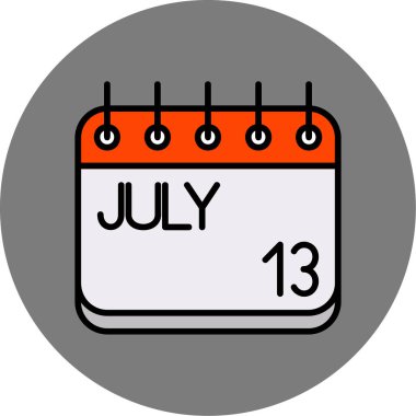 13 Temmuz 'da. Ayın 26 'sı, düz randevu. İkon tarzı. vektör takvimi. Zaman yönetimi. Takvim simgeleri dizaynı