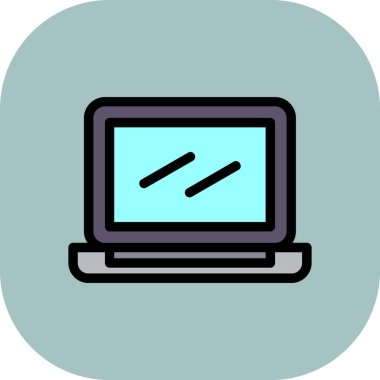 Bilgisayar monitörü simge rengi dış hat vektörü